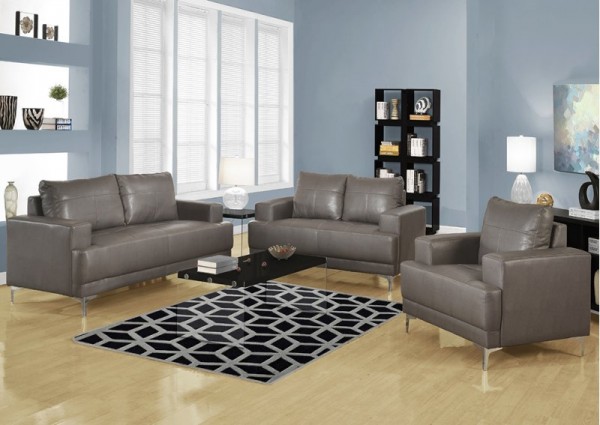 LOVE SEAT - CHARCOAL GREY BONDED LEATHER